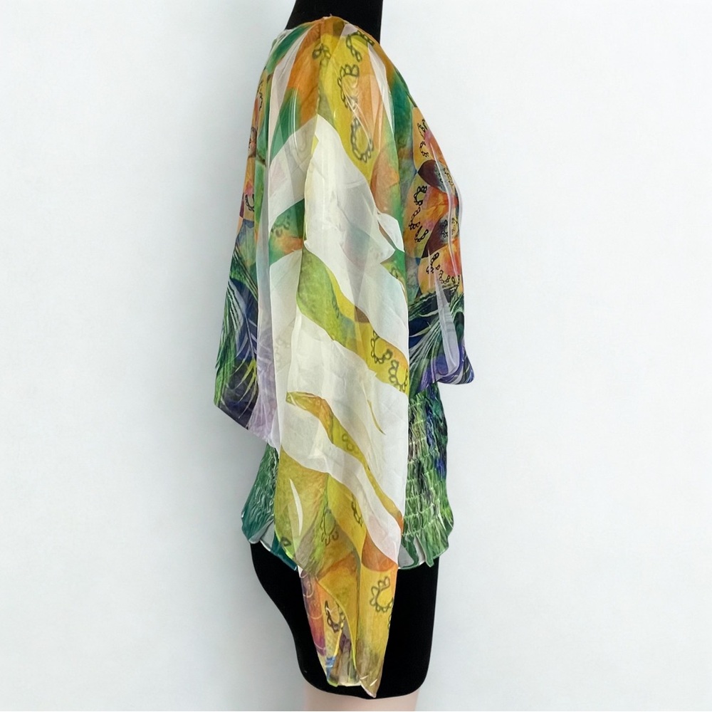 Blouse – Flowy Sheer Top, Smocked Waist, XL - Design Works - Picture 5 of 10